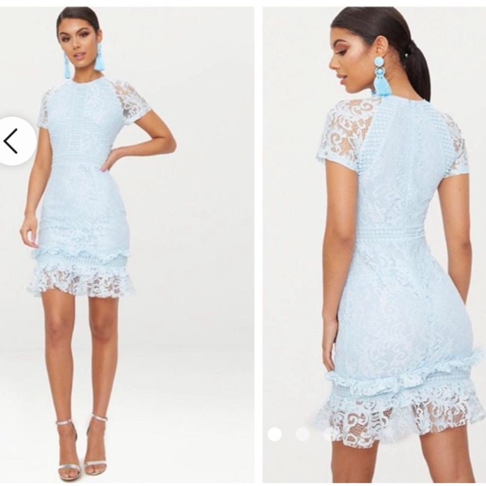 PrettyLittleThing Light Blue Lace Mini Dress